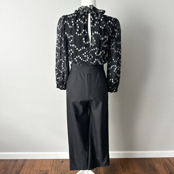 Rebecca Taylor‎ Black Silver Metallic Formal Jumpsuit Women’s Size 2 - Picture 8 of 16